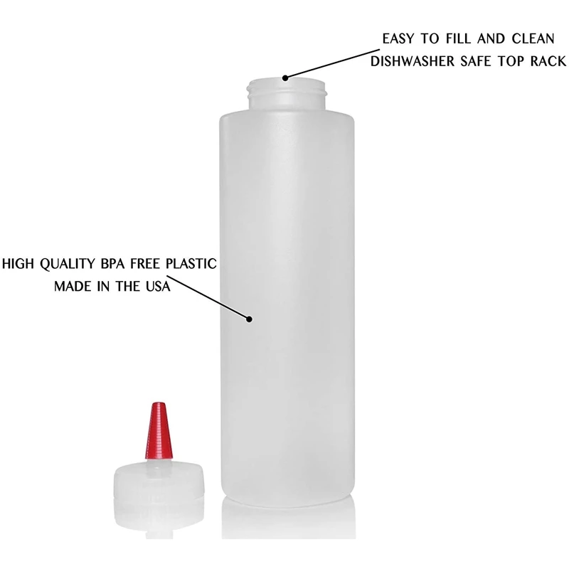 Promocija! Plastični Stisnite Začimba Steklenice z Rdečo Nasvet Kapa 16-Unča Sklop 12 Široka Usta