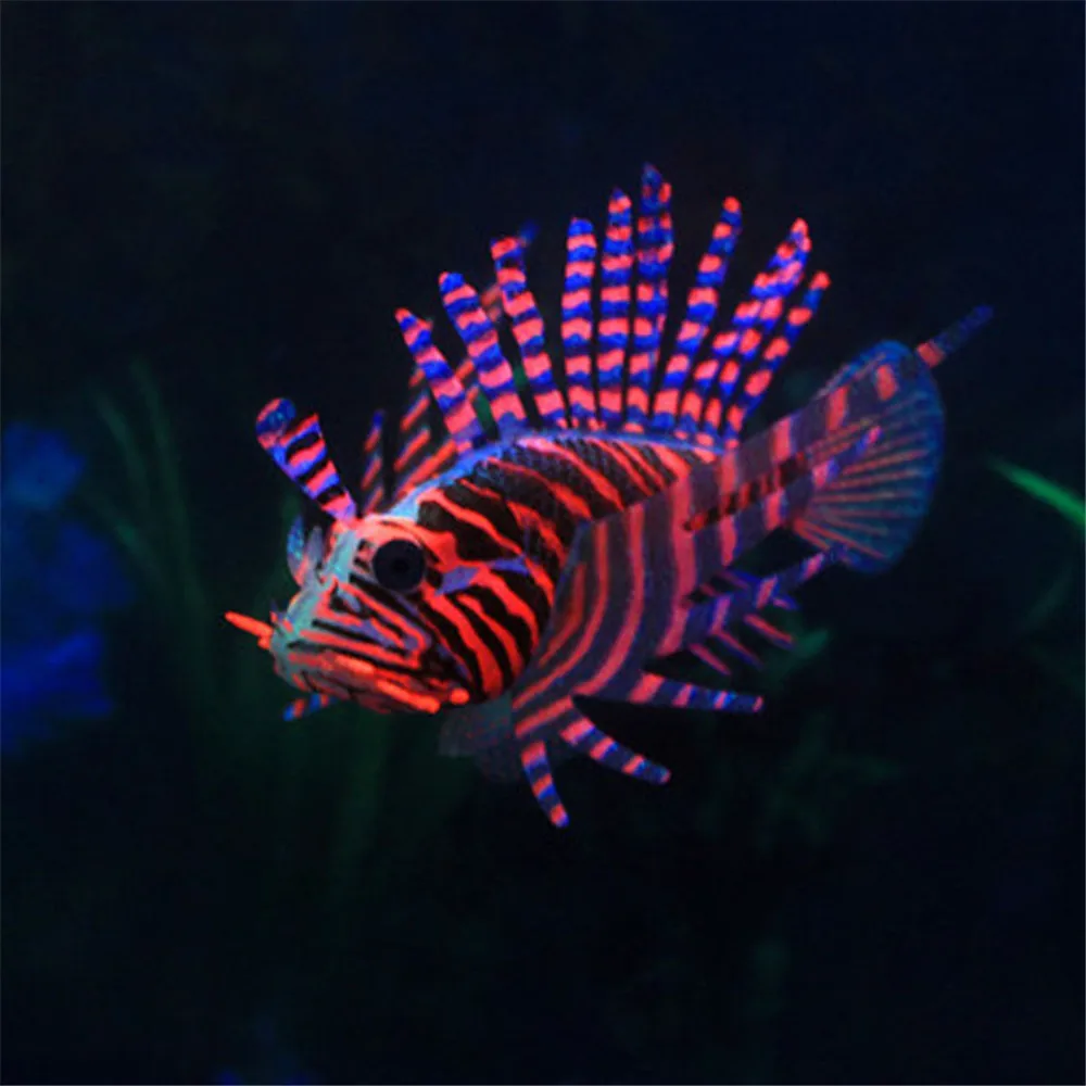 Akvarij Umetni Svetlobni Lionfish Fish Tank Krajine Silikonski Ponaredek Ribe Plavajoče Žareti V Temno Okras Doma Dekoracijo