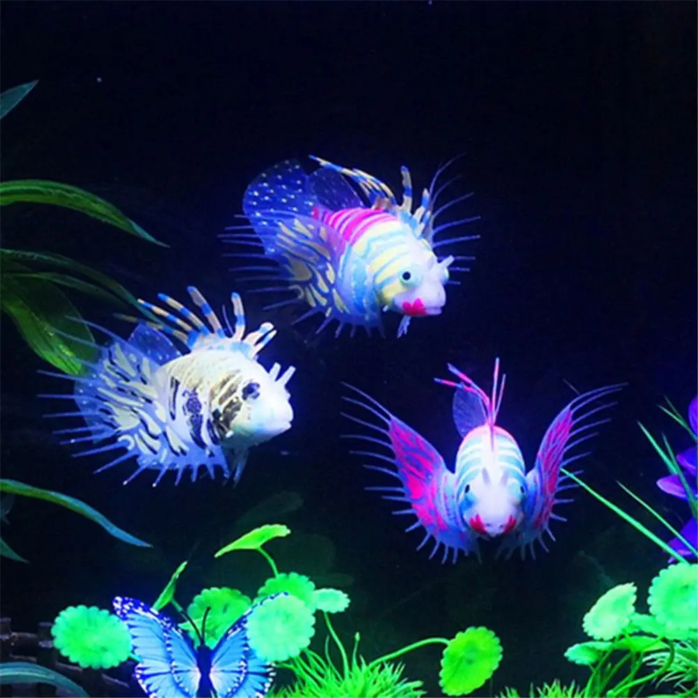 Akvarij Umetni Svetlobni Lionfish Fish Tank Krajine Silikonski Ponaredek Ribe Plavajoče Žareti V Temno Okras Doma Dekoracijo