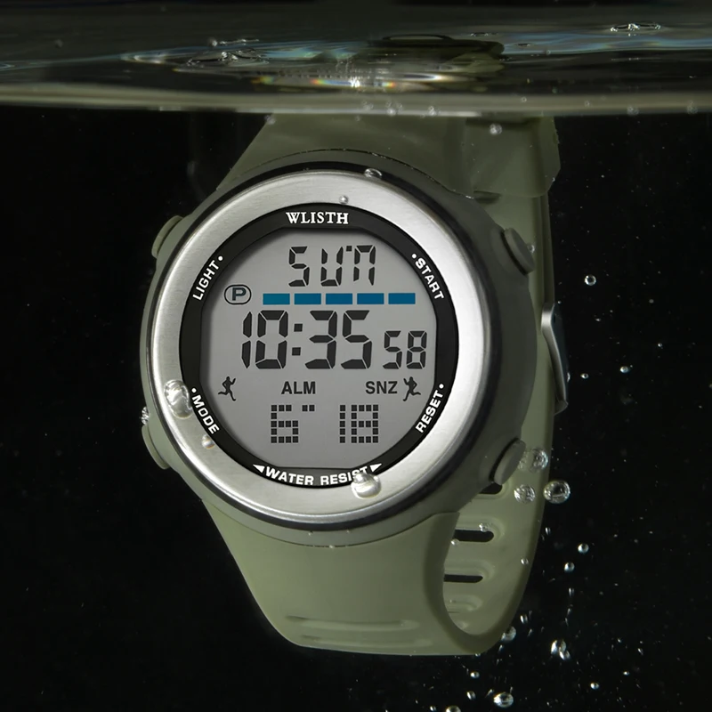 WLISTH Novo blagovno Znamko Moške šport Digitalni watch Ur Tek, Plavanje Vojaške Vojske ure Višinomer, Barometer Kompas nepremočljiva 30 m