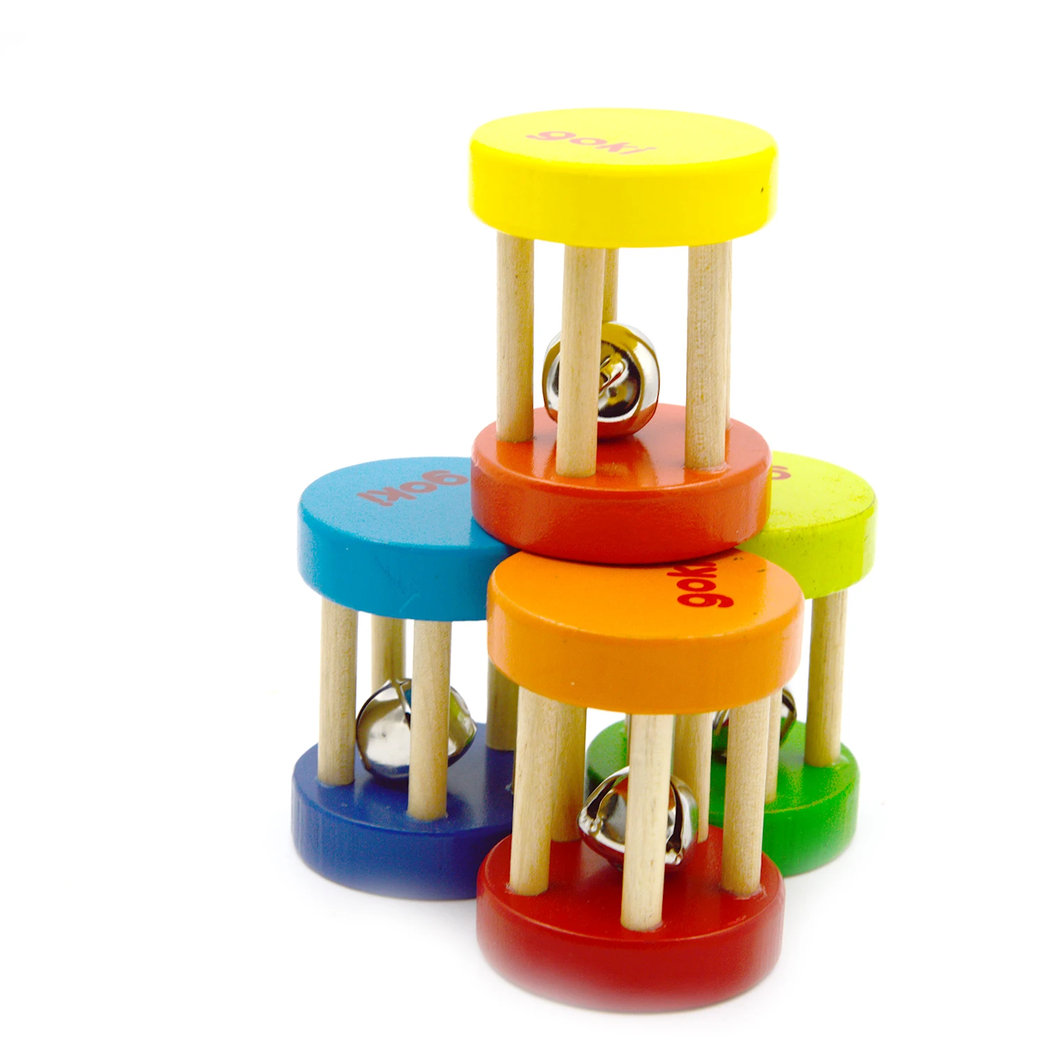 Baby 1pcs Montessori Leseno Kletko Ropota Igrača Glasbeni Strani Bell Instrumenti Tresenje Handbell Igrače Intelektualne Izobraževalne Igrače
