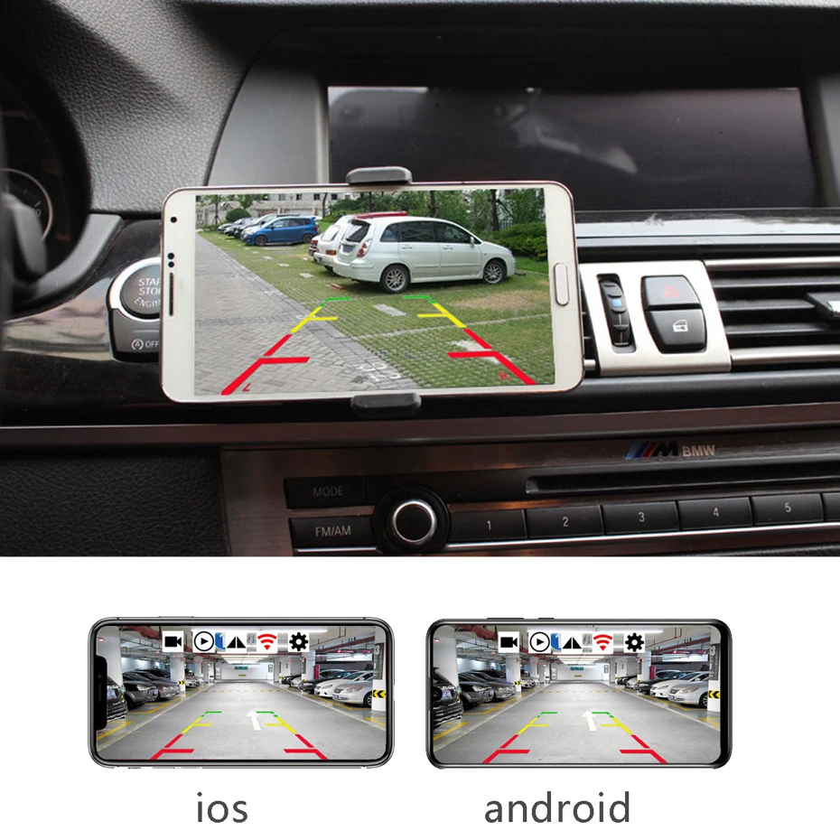1080P WIFI Avto Pogled od Zadaj Kamero za Parkiranje 12V Nepremočljiva HD Vzvratno Kamero širokokotni Sprednji/Zadnji pokrovček, APLIKACIJA za Android, Ios