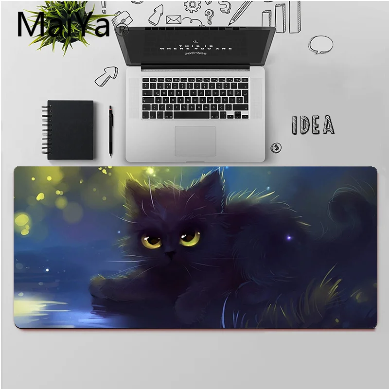 Maiya Vrh Kakovosti cute anime akvarel mačka Zaklepanje Rob Mouse Pad Igre Velike Miško, Tipke Tipkovnice Mat