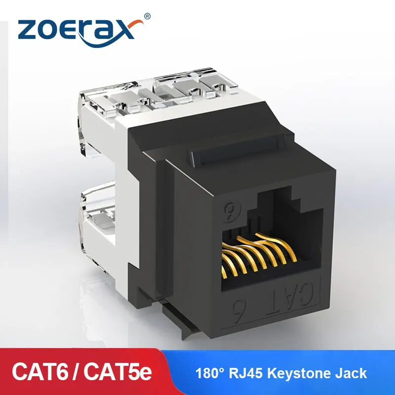 ZoeRax 10PCS Cat5e Cat6 RJ45 Keystone Jack Priključek Modula Omrežja Spojnik Ethernet Vtičnico 180° stopinj Udarec Navzdol Orodje
