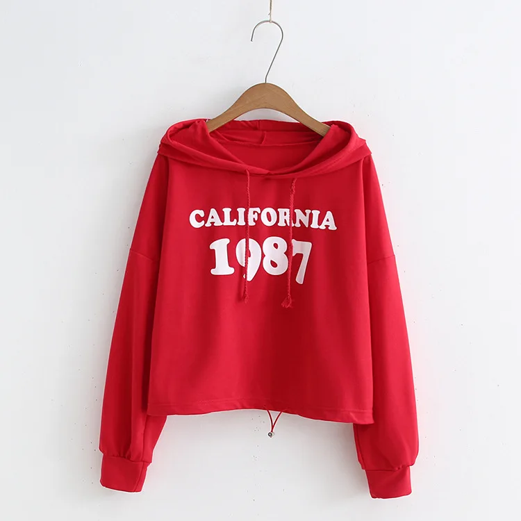 2019 Karajuku BF College Ženske Obreži Zgoraj Kaliforniji 1987 Moda Streewear Veliko Barv Spusti Ladje, Puloverji Puloverji Jopice