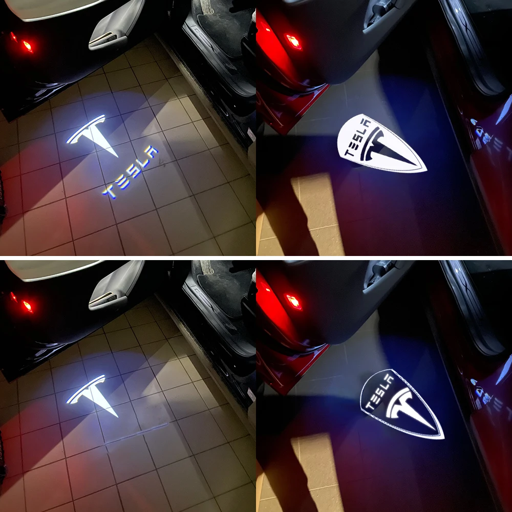 Dobrodošli Luč Za Tesla Model 3 Model X Model S Nano Dekorativni Signalna luč Avto LED 3D Logo Sence Svetlobe Led Vrata Projektor