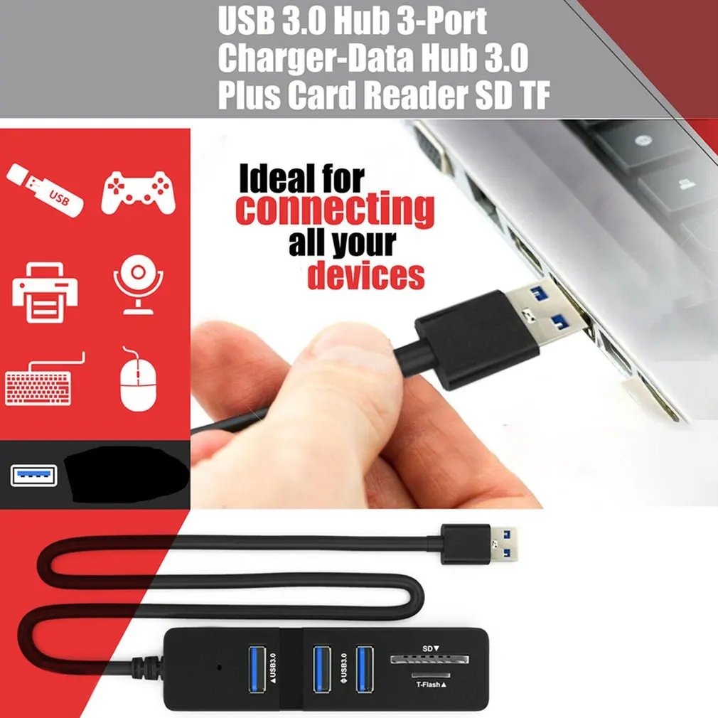 Zvezdišče USB 3.0 Multi USB 3.0 Hub USB Razdelilnik za Visoke Hitrosti, 3 Vrata 2.0 Hab TF SD Card Reader, Vse V Enem Za Računalniške Opreme