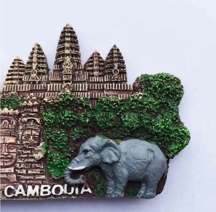 Nasmejan sloni na Angkor Wat v Kambodži Hladilnik Magneti Spominkov