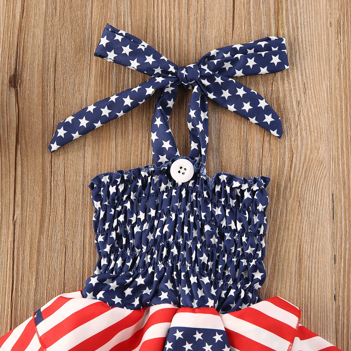 Dan neodvisnosti, Obleko Malčke Baby Dekleta Ruffle Obleko 4. julija Ameriško Zastavo Trak Zvezde Tiskanja Povodcem Suspender Mini Obleka