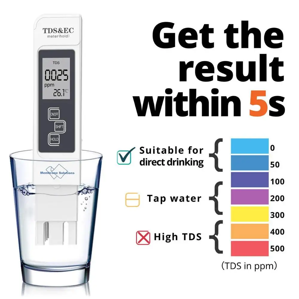 Multifunkcijski TDS Digitalni Vode Tester Vodni Test Pero Kakovosti Vode za Analizo Meter Vode Čistosti Preverite 0-9999 Ppm Merjenje