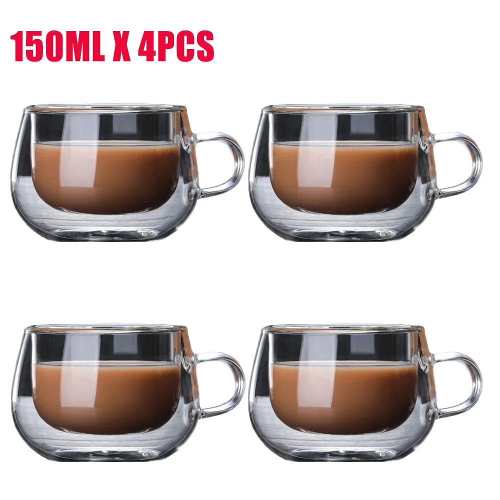 Dvojno Steno Izolirana Očala Espresso Kave Vrč 80/250/350/450 ML Toplotno Odporni Pregleden Čaj, Mleko, Steklene Skodelice Skodelice Drinkware
