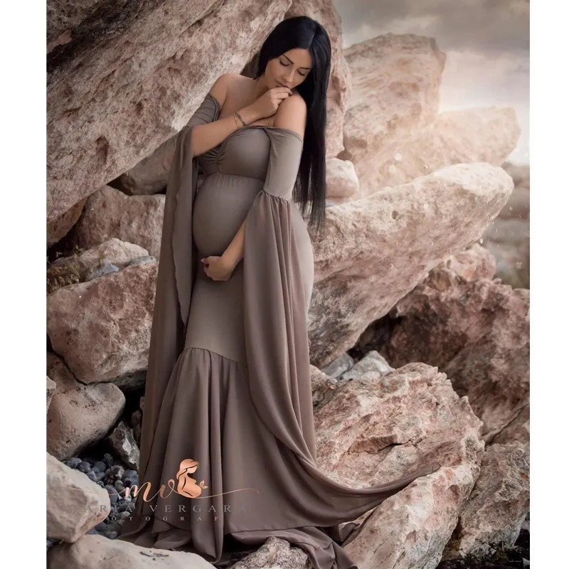 Seksi Shoulderless Porodniškega Fotografija Rekviziti Dolga Obleka Za Nosečnice Fancy Nosečnosti Obleko Elegence Maxi Obleke Fotografijo Ustrelil