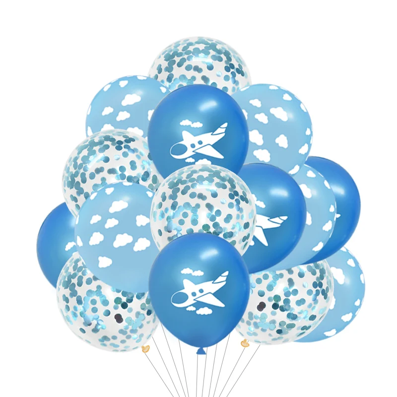 Risanka Zrakoplova V Oblaku Natisnjeni Latex Balon Bela Modra Ballon Nastavite Letalo Temo Otroci Rojstni Dan Uslug Zraka Žogo Dekoracijo 75