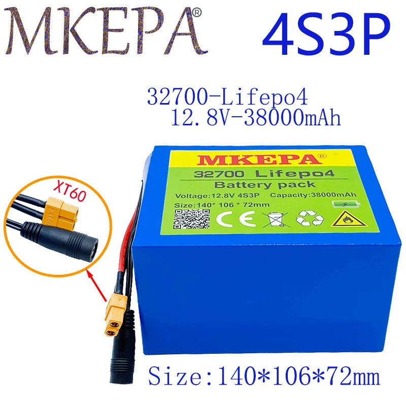 NOVO 32700 Lifepo4 Baterije 4S3P 12.8 V 38Ah s 4S 20A Max 60A Uravnoteženo BMS za Električni Čoln Neprekinjeno Napajanje