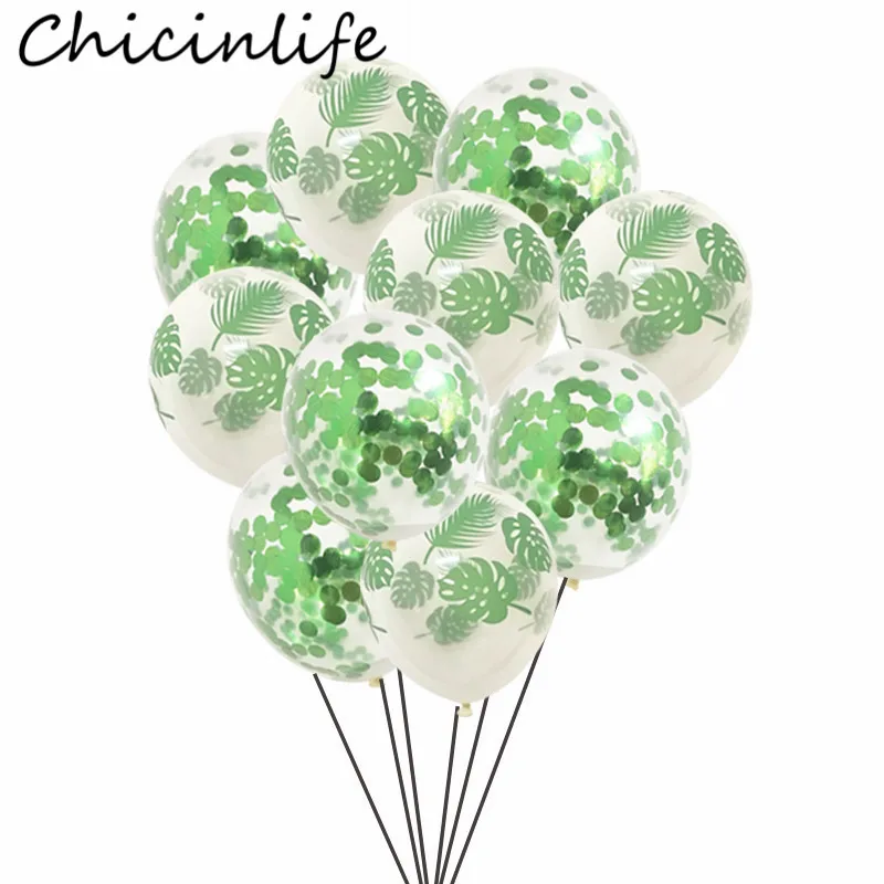 Chicinlife 10Pcs 12 listnih Latex Baloni Tropsko Poletje Stranka Zeleni Konfeti Baloni Hawaiian Rojstni dan Dobave