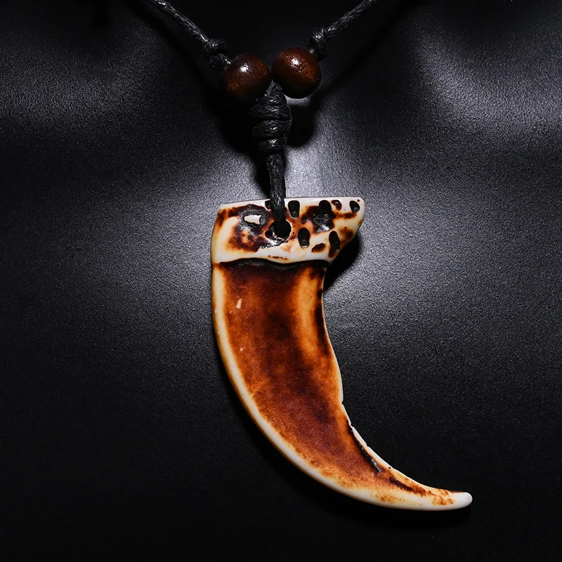 FX042 Imitacije zver zob ogrlica okli obesek kul človek Choker Retro Nakit Afriki Tribal stil kremplji Jaka Kosti ogrlica