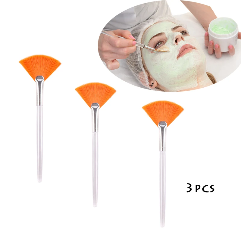 3pcs Rumena Fan Oblike Obrazne Maske, Ličila Ščetke Strokovno Mehkih Naravnih Las Lepoto Masko Kozmetični Orodje Za Obraz za Nego Kože