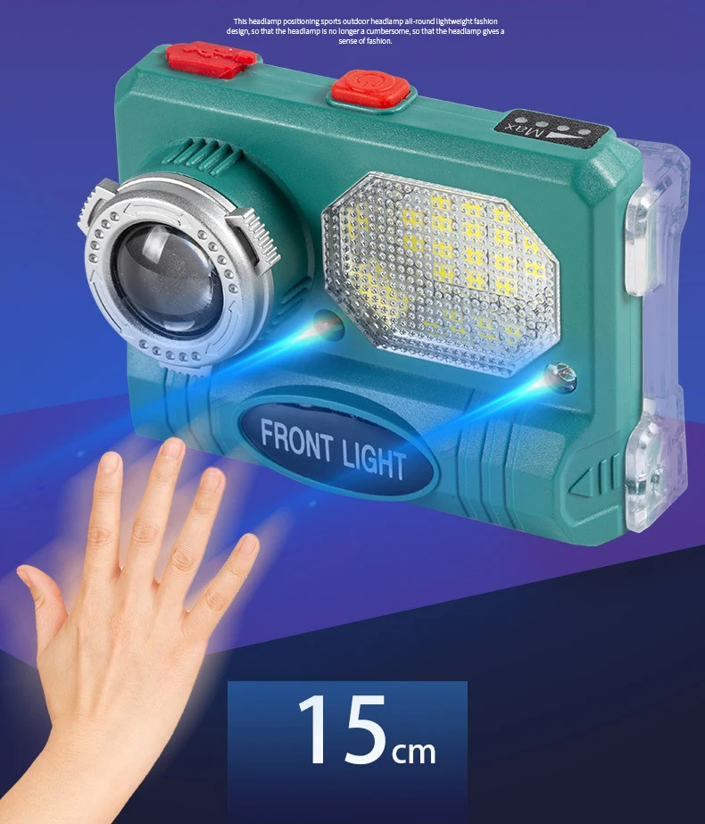 2021 Nova Močna LED Smerniki Zoom Multi-funkcijo Ribolov Svetlobe Pametni Senzor Svetlobe Glavo, vgrajen Vgrajeno Baterijo Svetilka