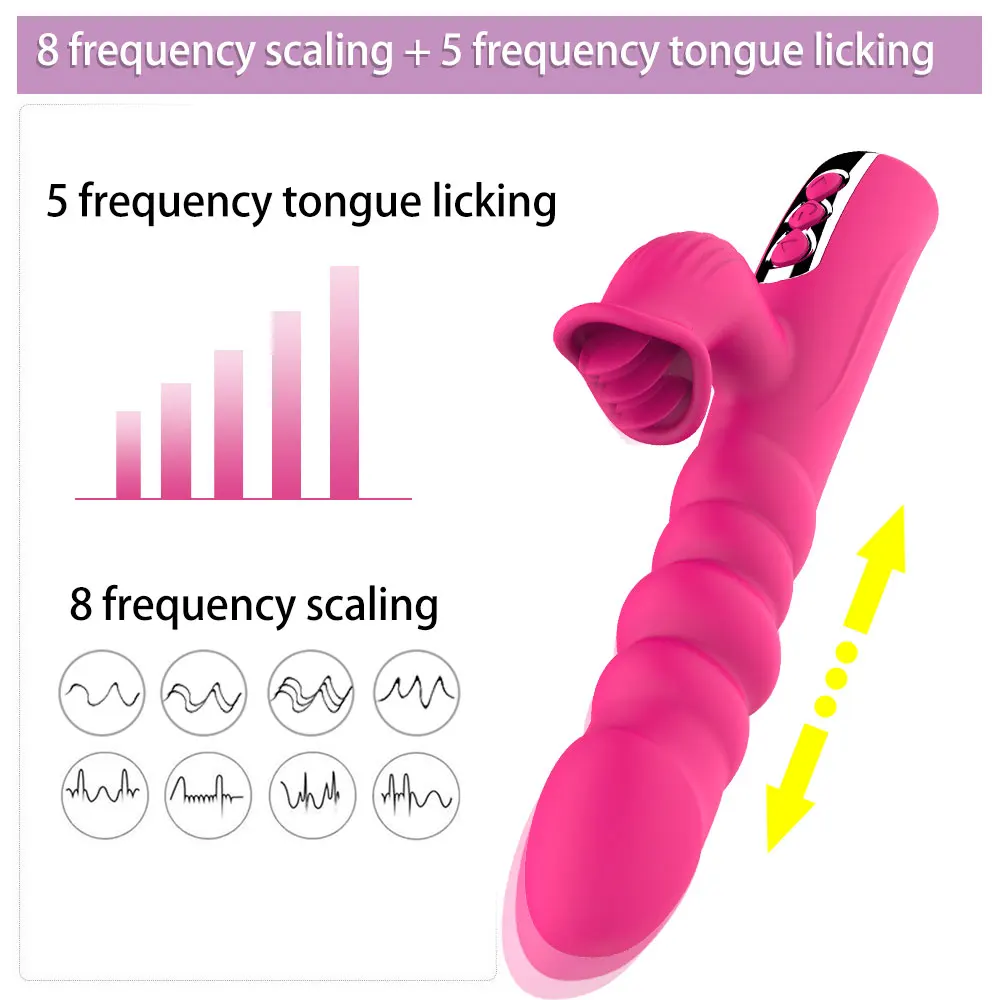 G Spot Vibrator Rabbit Vibrator Jezika Lizanje Klitoris Adult Sex Igrače za Ženske Masturbacija Teleskopsko Vibracije Vagina Massager