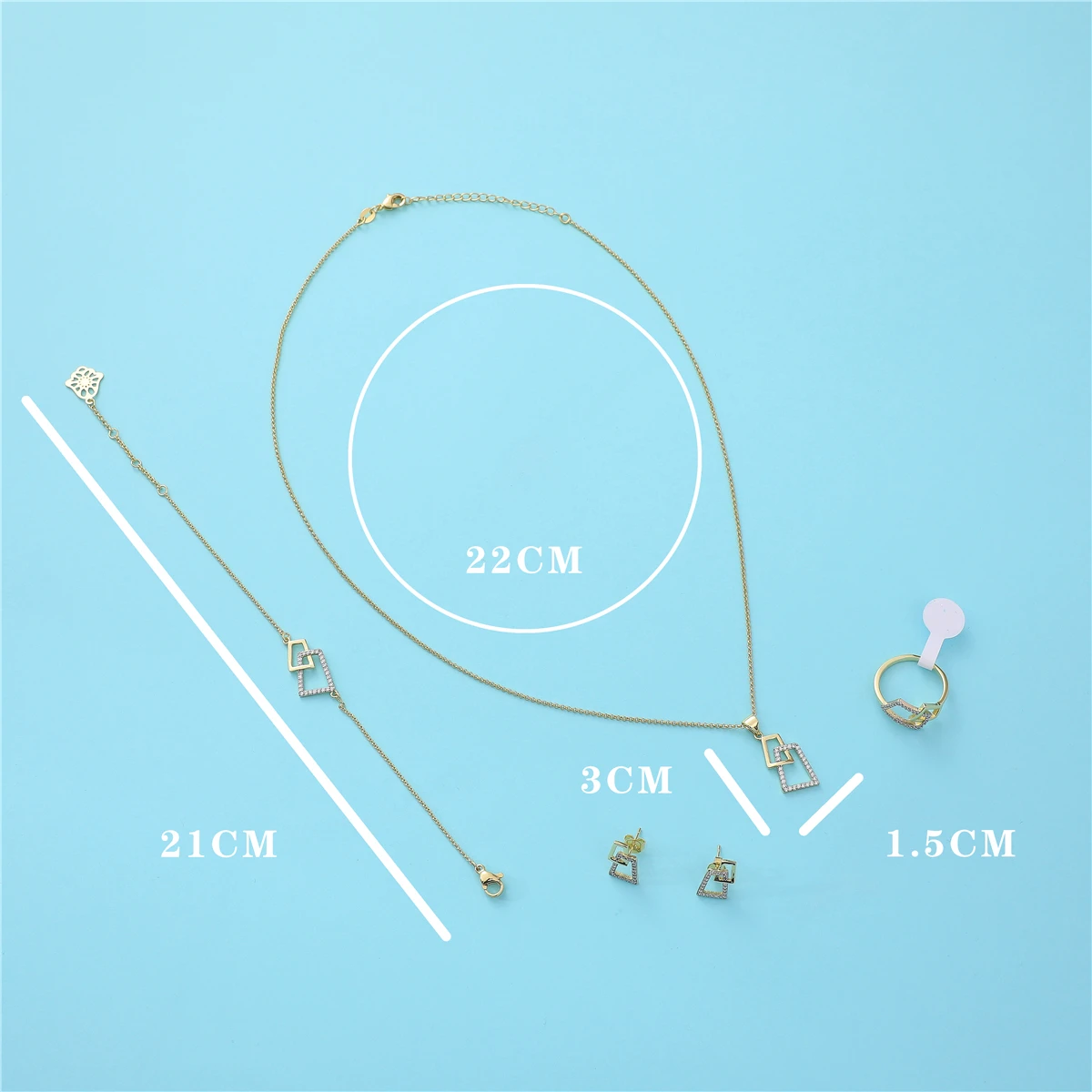 2021 Feb poroko zlato nakit set za ženske kristalno kroglice modni nakit set bakra visoke kakovosti nakit set
