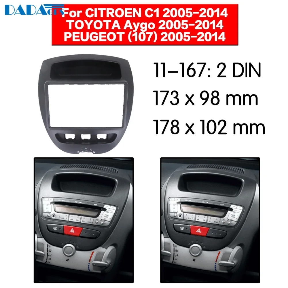 11-167 2 DIN avtoradio Stereo Fascijo Plošča večpredstavnostna Okvir za Vgradnjo Avto DVD/CD za TOYOTA Aygo / PEUGEOT (107)/CITROEN C1