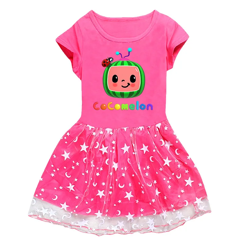Cocomelon JJ T Shirt Gaza Naguban Princesa Mozaik Obleko z SunHats Otroci Lubenica Kopalke, Oblačila za Dojenčka Dekleta Obleke