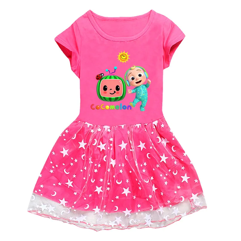 Cocomelon JJ T Shirt Gaza Naguban Princesa Mozaik Obleko z SunHats Otroci Lubenica Kopalke, Oblačila za Dojenčka Dekleta Obleke