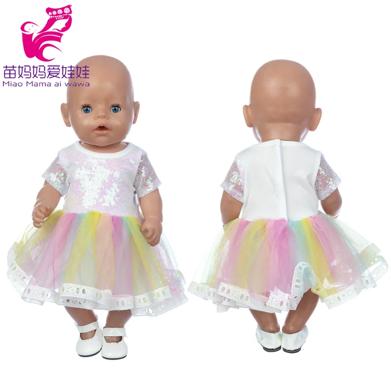 Baby Doll Mavrica Obleko 17 Palčni Baby Ponovno Rojen Dolls Obleke, Igrače Obrabe Dekle Rojstni Dan Darila