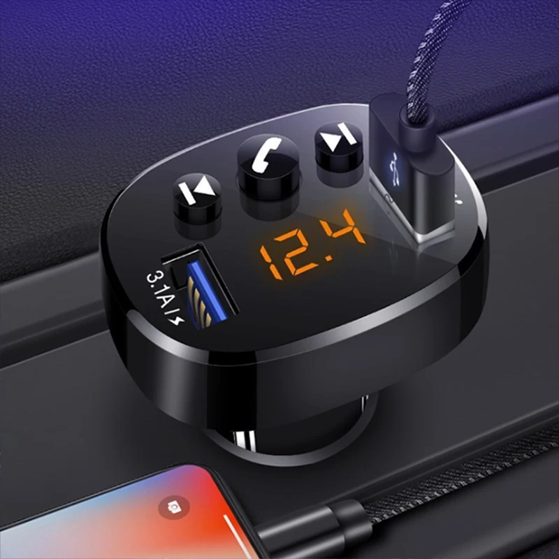 Avto Bluetooth 5.0 Komplet 2USB Hitri Polnilnik 3.1 MP3 Predvajalnikom Glasbe, Prostoročni Brezžični Audio Sprejemnik FM Modulator
