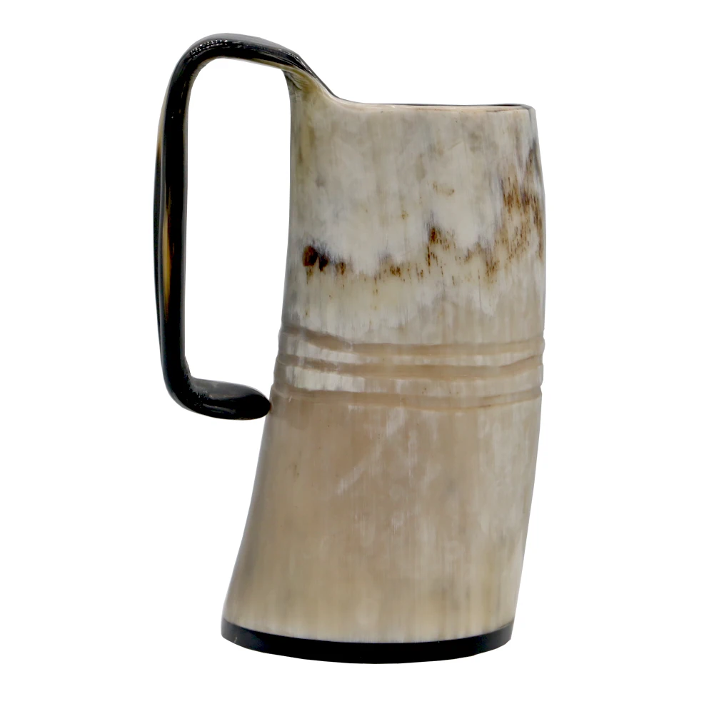 Naravno Ročno Ox Rog Vrč Viking Pitne s Črto, ki je Vgravirana Pivo Pokal