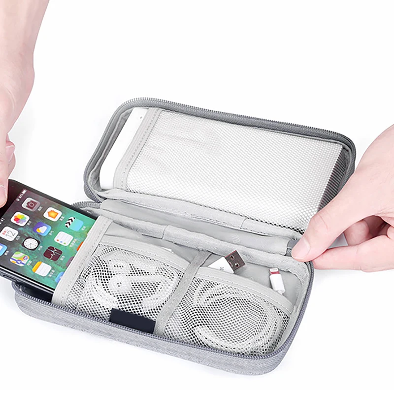 Prinaša dobička Travel Kit Majhno Vrečko Primeru Mobilni Telefon Digitalni Pripomoček Napravo USB Kabel Podatkovni Kabel Organizator Potovanja je Vstavljena Vrečko za Shranjevanje