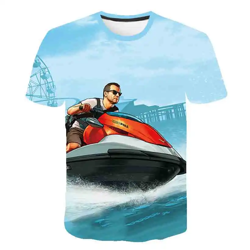 3D Grand Theft Auto Igro GTA 5 Fantovske obleke, Poletne Majice Kul Otroci TShirt Pisane Natisni T-shirt v Tee Smešno oblačila