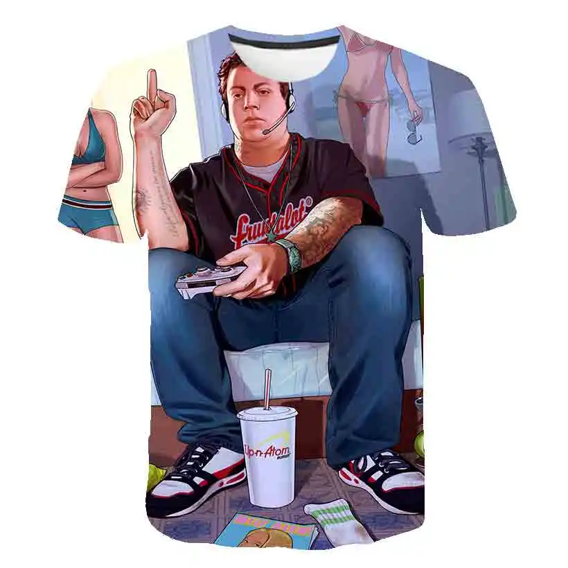 3D Grand Theft Auto Igro GTA 5 Fantovske obleke, Poletne Majice Kul Otroci TShirt Pisane Natisni T-shirt v Tee Smešno oblačila