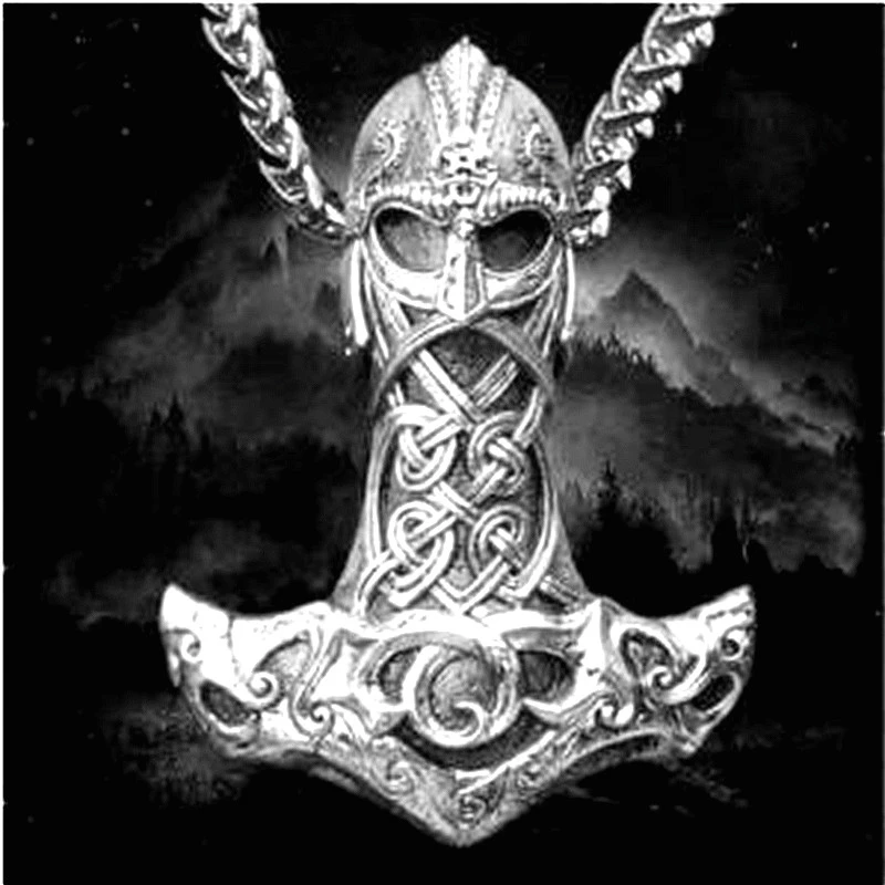 Nordijski Bog Visoko Kakovostne Kovine Odin Kozje Thor Kladivo Obesek Viking Pirat Drsna Ogrlico, Obesek Moški