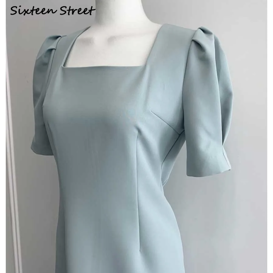 Obleke za Ženske Vestido De Mujer Y2k Estetska, Elegantna Kvadratnih Vratu Naguban Puff Rokav Obleka Ženske korejski Modnih Oblačil 2021