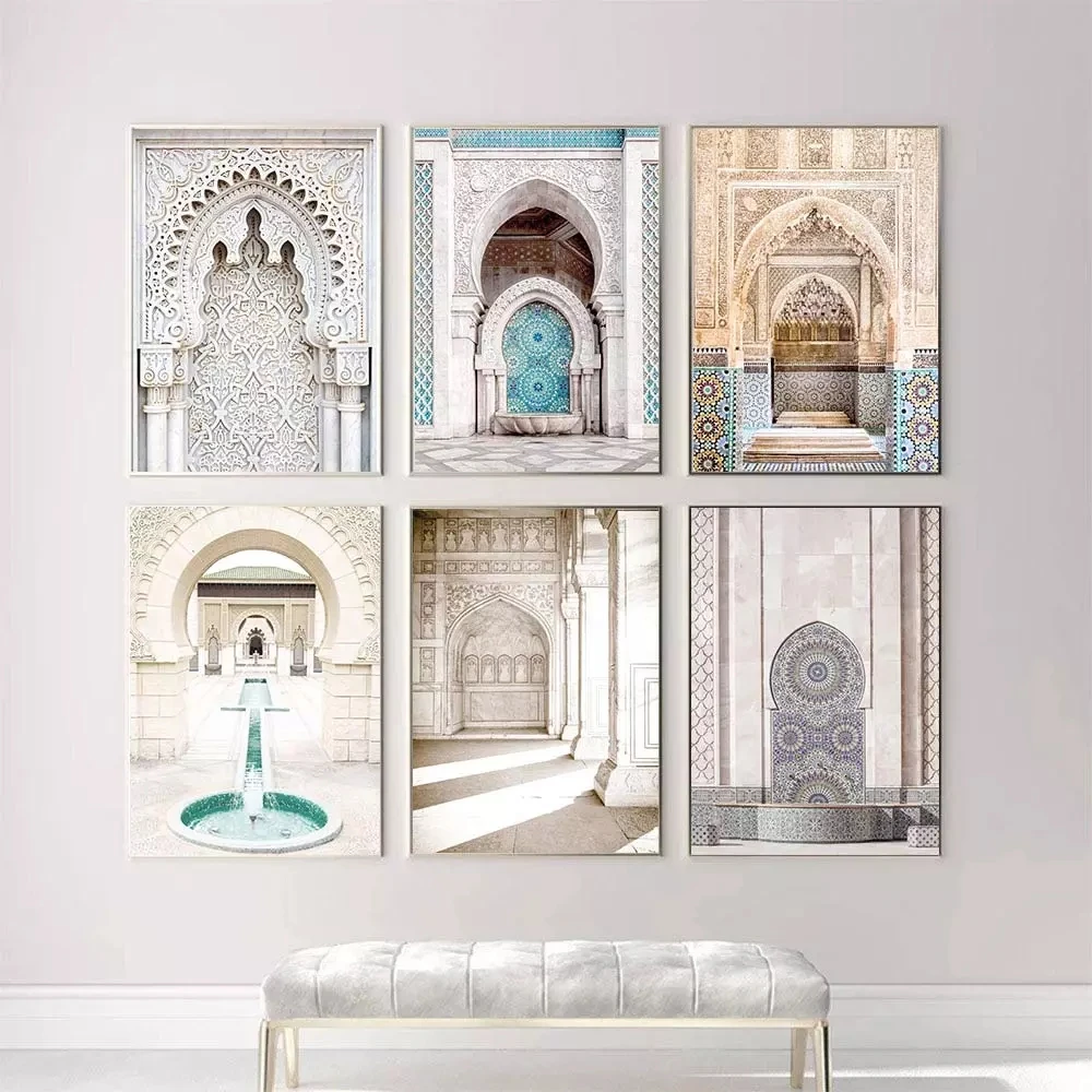 Maroški Architecture Arch Vrata Art Platna, Plakati, Arabski Islamski Tiskanja Mošeje Steno Umetnosti Slikarstva, Fotografije, Dnevna Soba Doma Dekor