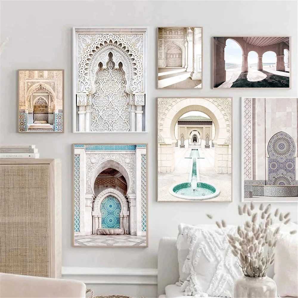 Maroški Architecture Arch Vrata Art Platna, Plakati, Arabski Islamski Tiskanja Mošeje Steno Umetnosti Slikarstva, Fotografije, Dnevna Soba Doma Dekor