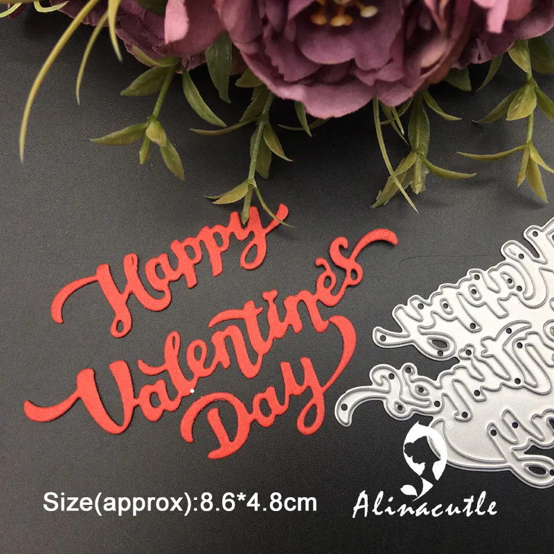 Kovinski Rezanje Die Cut Happy Valentine ' s Day Scrapbooking Papir obrti album Ročno izdelane Kartice Matrice Nož Udarec Alinacutle
