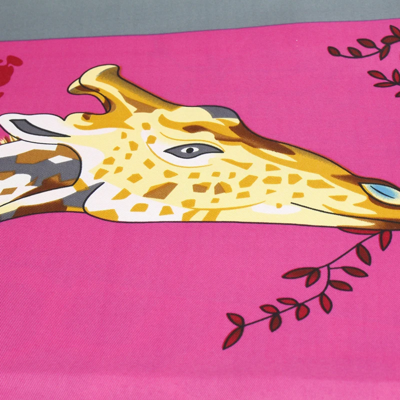 130 cm*130 cm Visoke Kakovosti Velikih Kvadratnih Rute Šali Luksuzne blagovne Znamke Girafes Printing Keper Svileni Šal Za Dame Glavo