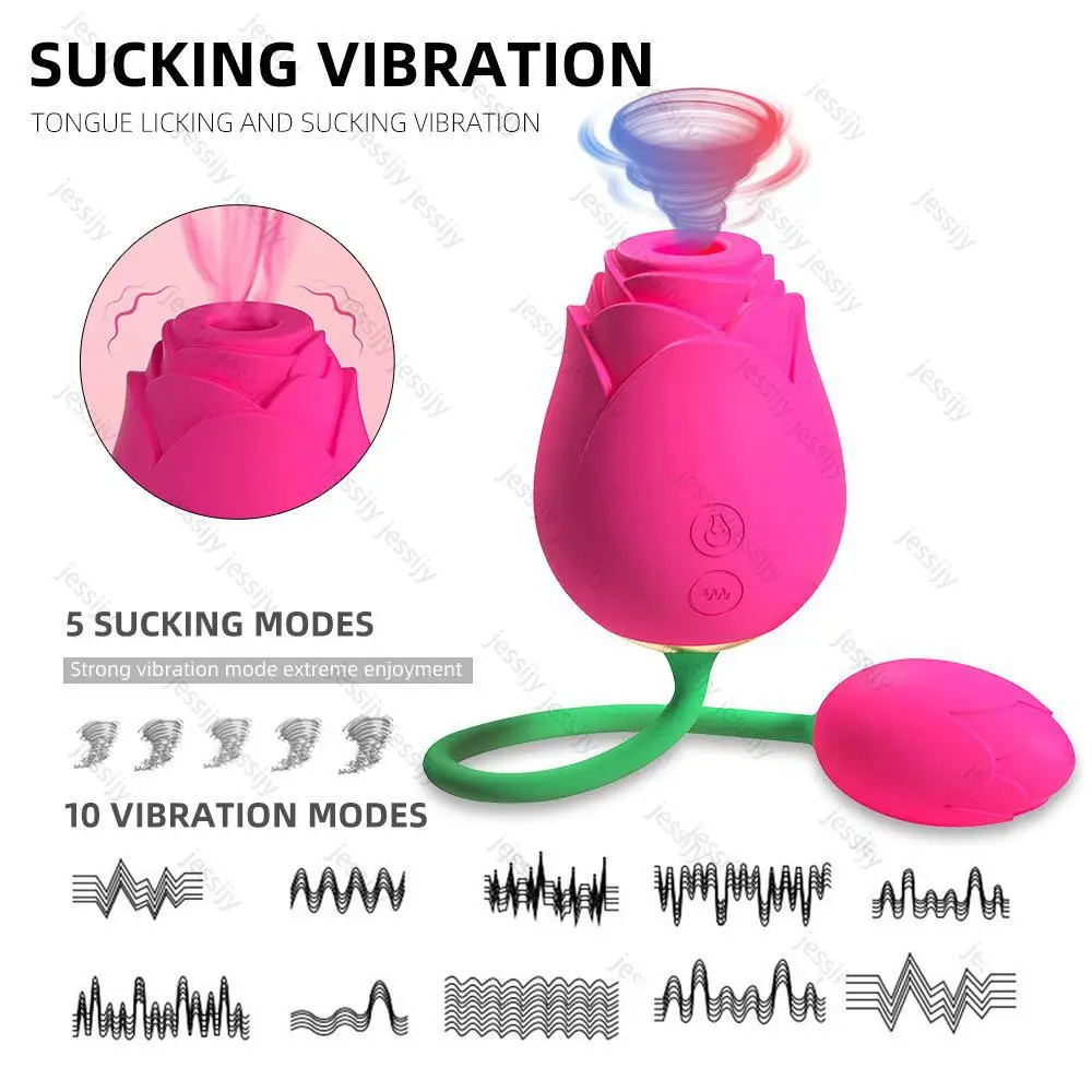 2 v 1 Rose Vibrator Klitorisa Sesanju z Žogo Vibracijsko Jajce G spot Klitoris Stimulator Vaginalni in Analni Seks Igrače za ženske