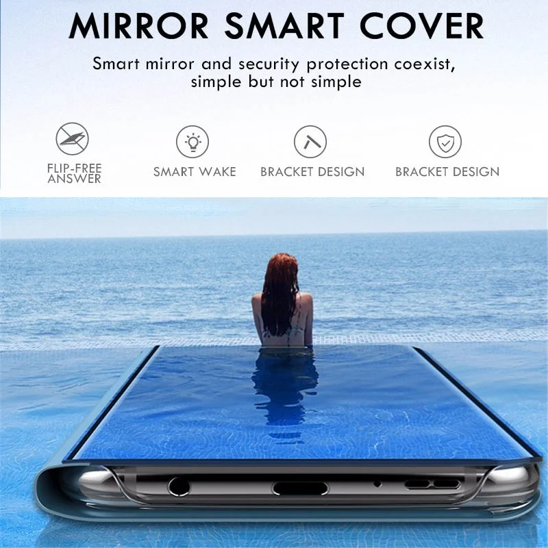 Smart Flip Plating Primeru Telefon za LG V40 V30 V50 V60 Plus G8 Q60 K52 K50S K50 K61 K41S K51S K42 Žamet 5G Ogledalo Držalo za Pokrov