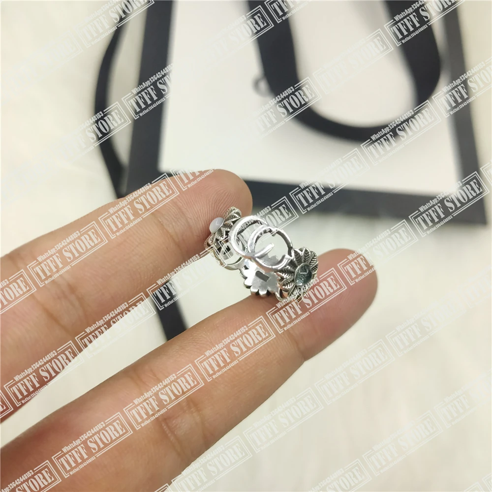 Modni retro cvet črke sterling srebrni prstan