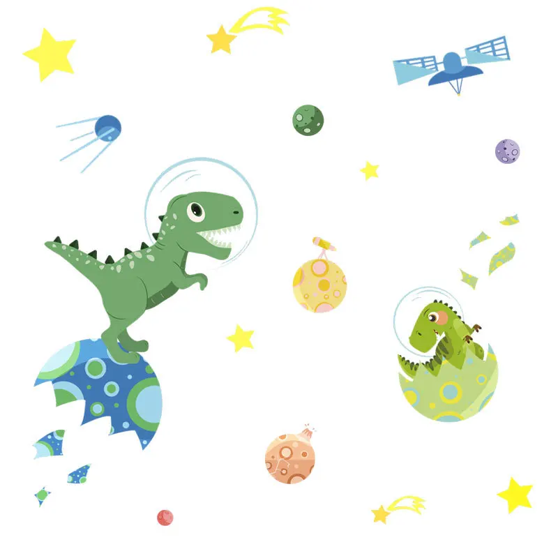 Tofok Risanka Planet Dinozaver Stenske Nalepke DIY Baby Otroci Soba Lutka Hiša Ozadje Dekoracijo samolepilne Vrtec Stensko Nalepko