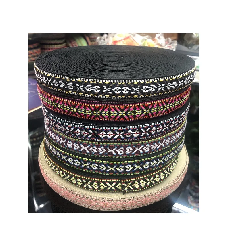 širok 2 cm 45yards/veliko Poliester Žakarske Tkanine Traku Geometrijske nacionalni slog za klobuk zavese in oblačila pribor LS-5358