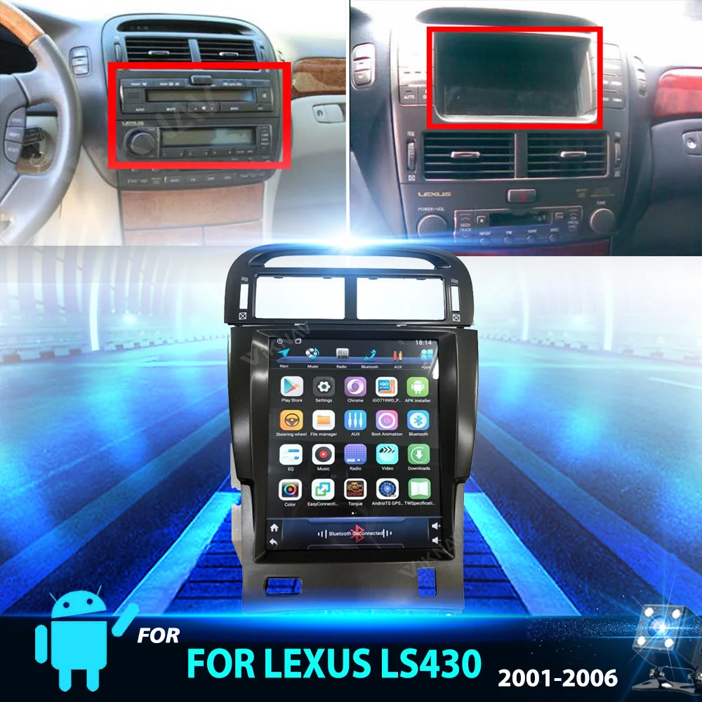 2 din PX6 Android DSP Avto Radio, GPS DVD Predvajalnik Za Lexus LS430 2001-2006 Video BT Navigacijski Zaslon Navpičnem