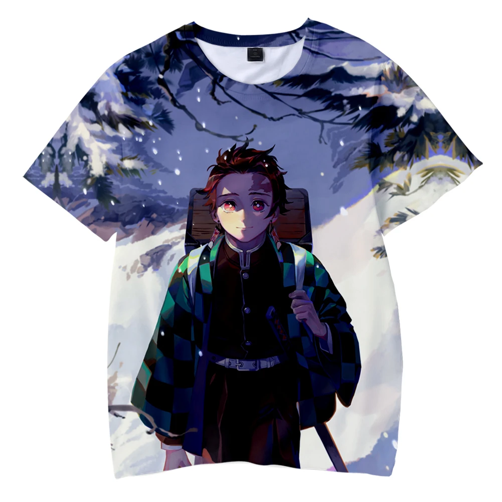 Poletje za Otroke Priložnostne T-shirt Anime Kimetsu Ne Yaiba 3D Morilec Demon Morilec T-shirt Ulica Prevelik Majica Vrh
