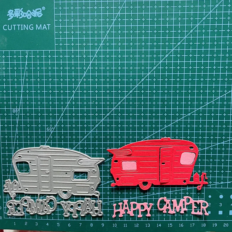 Happy camper kampiranje tovornjak avto die Rezanje Kovin Matrice DIY Album Papir, Kartice, Reliefi Obrti Die Cut ročno obrti