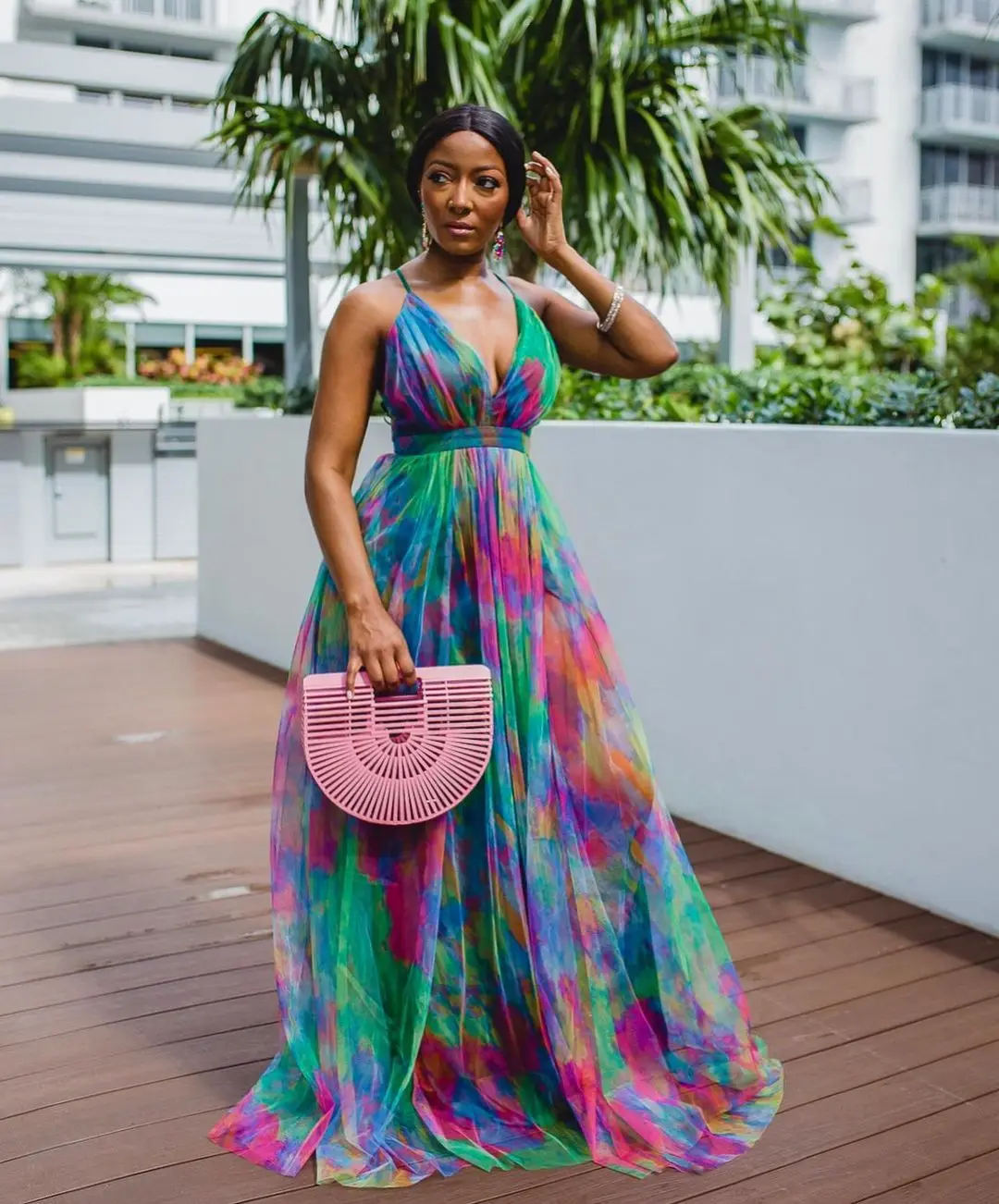 Barvni Blok V-Neck Ženske Maxi Obleko Do Tal Long Beach Haljo Plus Velikost Afriške Stranka Počitnice Poletne Obleke Seksi Backless 2021