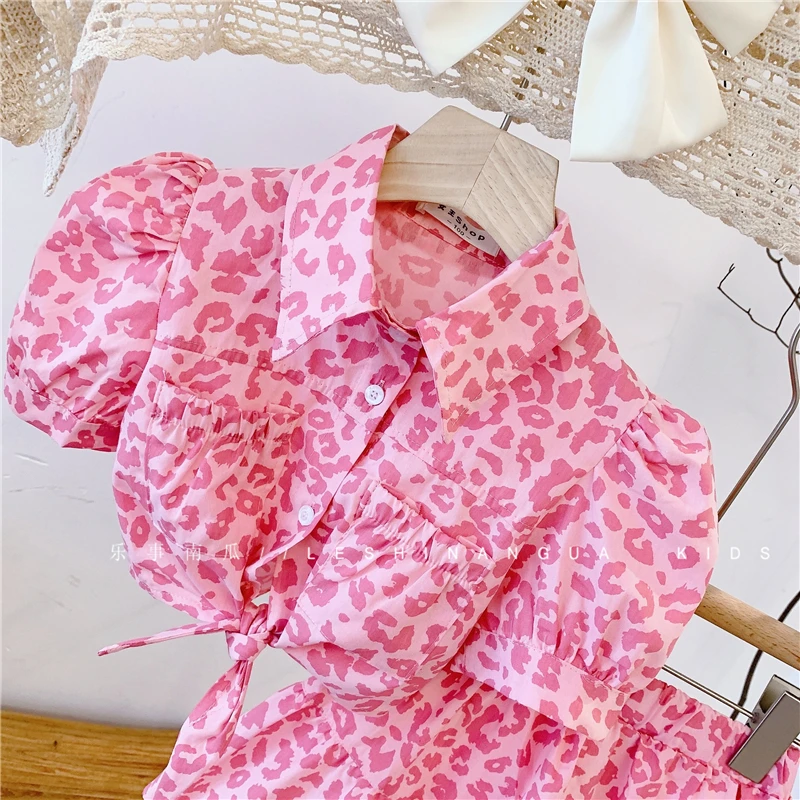 Dekliška Oblačila, ki Roza Barve Leopard Malčka Dekle Oblačila Postavlja Nove blagovne Znamke Otroci Dekle Kompleti Oblačil Bluzo in Krilo