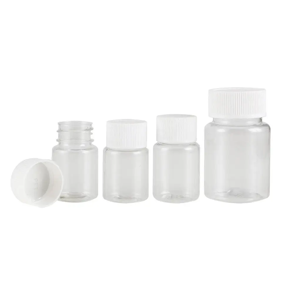 100 kozarcev 15ml-100 ml Jasno PET Plastike Prazno Pečat Steklenice Trdno v Prahu Medicine Tabletke Tehtnica Kozmetični Posodo Reagenta Pakiranje Steklenica
